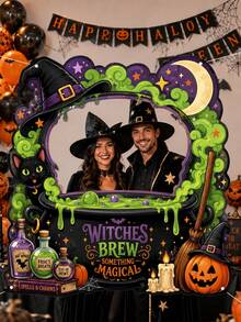 Halloween Photography Props, Fun Polyester Hollow Out Party Props, Equipped With Witch Magic Jars, Ghost Castles, Black Cats, Interactive Photo Booth Decorations, Suitable For Trick Or Treat Parties, Halloween Party Decorations, And Home Decor Items - A - View 8
