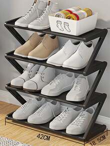 Z-Shaped Plastic Shoe Rack Floor-Standing Storage Rack Multi-Functional Large Capacity Easy Assembly Home Dormitory Space-Saving Storage Rack Suitable For Living Room Bedroom - Multicolor - View 13