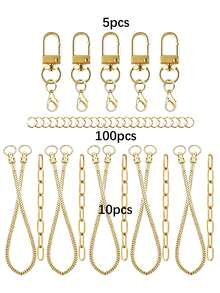 115pcs Lip Gloss Keychain Making Kit, Includes 5 Keychain Rings, 5 Extension Chains, 5 Snake Bone Bead Chains, 100 Open Jump Rings, For Keychain Making, Wallet Making, Wallet Craft, DIY Wallet Making - Keychain Accessory Kit - View 7