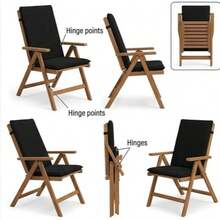 وسادة كرسي للحديقة والشرفة وغرفة المعيشة مع مسند الظهر - الأسود - مشاهدة 8