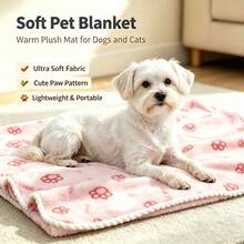 Cute Paw Print Pet Blanket, Soft Flannel Warm Sleeping Pad, Suitable For Small And Medium-Sized Dogs And Cats, As Well As Washable Plush Bed Covers For Various Small Animals - S(38cm*30cm) - View 14