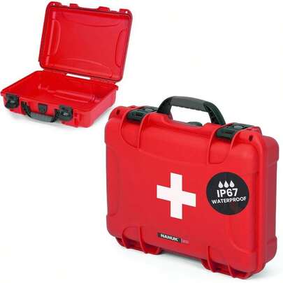 Caja de Primeros Auxilios Impermeable NANUK 910 Vacía - Organizador de Primeros Auxilios Médico Duradero con Calificación IP67, a Prueba de Polvo, Resistente a Impactos y Flota (13.2" X 9.2"X 4.1") - Rojo