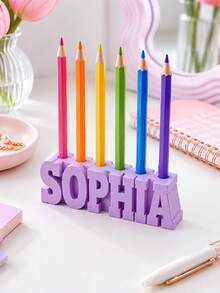 Personalized Name 3D Printed Pen Holder, Customized Text Desktop Pen Holder, Desktop Storage Box, Desktop Organizer, Pencil/Pen/Marker Storage, Multiple Colors Available, Vibrant Colors, Multi-Functional. Suitable For Office, Classroom, Library, Study, Desk, Bookshelf, Etc. Ideal Gift For Friends/Family/Teachers/Classmates, Birthday Gift, Anniversary Gift, Christmas Gift, Back To School/Graduation Gift, Perfect Holiday Gift. Minimalist Stationery Holder - Multicolor - View 11