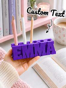 Personalized Name 3D Printed Pen Holder, Customized Text Desktop Pen Holder, Desktop Storage Box, Desktop Organizer, Pencil/Pen/Marker Storage, Multiple Colors Available, Vibrant Colors, Multi-Functional. Suitable For Office, Classroom, Library, Study, Desk, Bookshelf, Etc. Ideal Gift For Friends/Family/Teachers/Classmates, Birthday Gift, Anniversary Gift, Christmas Gift, Back To School/Graduation Gift, Perfect Holiday Gift. Minimalist Stationery Holder - Multicolor - View 7