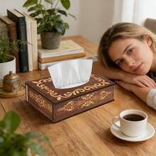 1pc Durable Wooden Tissue Box Cover, Multi-Functional Wooden Tissue Box Holder, Minimalist Versatile Design, Suitable For Bathroom Bedroom Office Kitchen, Desktop Storage Organizer, Home Decor Ornament, All-Scene Home Use, Dust-Proof Practical, Shopping Festival Gift, Practical Home Gift For Dad, Home Decoration Wooden Craft - Multicolor - View 6