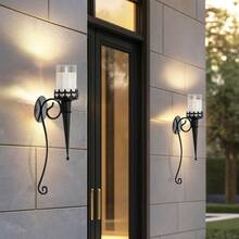 ASziqiqi Wall Candle Holder Gold - Candle Sconces Set Of 2 | Wall Sconces For Pillars Tealight Candles, Decorative Metal Wall Sconce, For Living Room, Bathroom, Dining Room, Fireplace - Black - View 7