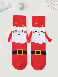 1/2 Pasang Kaos Kaki Setinggi Betis Motif Pohon Natal/Santa Claus, Cocok untuk Pasangan dan Keluarga, Perayaan Liburan, Ide Hadiah - MultiWarna - View 10