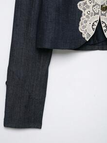 DEEKA Autumn New Women's European And American Style Fashion Minimalist Elegant Versatile Lace Patchwork Short Jacket - Dark Grey - View 9