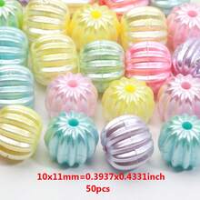 50pcs 10x11mm Pearlescent Colorful Pumpkin Acrylic Beads - Multicolor - View 5