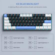 MageGee Star61 Mini 60% RGB Gaming Mechanical Keyboard 61 Keys Wired USB-C Multi-Device Gaming Keyboard Customizable Keycaps Suitable For Laptop PC Computer Gamers [White Black & Blue: Red Switch] - White Black Blue (Red Switch) - View 5