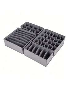 4pcs Drawer Organizer Dividers, Foldable Wardrobe Storage Baskets And Fabric Storage Boxes, For Storing Clothes, Underwear, Bras, Ties, Accessories, Socks - Black - View 20