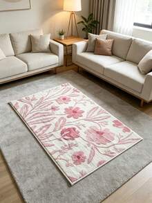 1pc Pink Ditsy Floral Faux Cashmere Bathroom Rug, Soft Plush Printed Machine Washable Small Carpet, Multi-Scene Home Decor Rug, Suitable For Bathroom And Kitchen - A - View 6