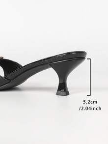Black Animal Pattern Open Toe Buckle Accent Mid Heel Slip On Sandals Women Outdoor Casual Summer Footwear - Black - View 7