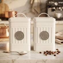 Dupla Potes Galvanizados Herméticos Culinários Recipientes Armazenagem Condimentos Bancada Gourmet - Visão 9