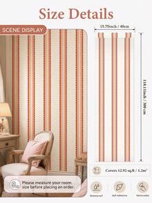 SUPSTICKER Retro Boho Scalloped Stripe Wallpaper, Removable Matte Finish, 40x120cm/40x300cm, For Bedroom, Living Room & Entryway - 1PC - View 18