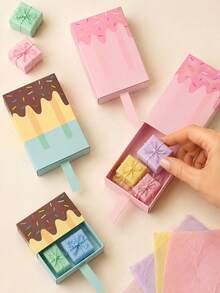 1/5/10pcs Pull-Out Gift Boxes, Creative Stick-Shaped Gift Packaging, Colorful Drip And Sprinkle Design, Drawer-Style Gift Boxes, Suitable For Party Favors, Small Gifts And Souvenirs, Suitable For Adults, Guests, Birthday, Wedding, Anniversary, Holiday And Celebration Decoration - Multicolor - View 3