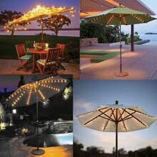 1pc Solar Powered Patio Umbrella Light, 104 LED Umbrella Pole Light With Remote Control, 8 Lighting Modes, LED String Lights, Fairy Lights, Suitable For Camping Tent Garden Party Decoration, Solar Wireless Umbrella Light For Yard Gazebo (Battery Included) - Warm White - View 7