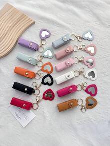 1/3PCS Portable Lipstick Lipstick Package Simple Love Mirror Lipstick Storage Set Keychain Pendant, Commuting Dating Double Lipstick Storage Keychain - Multicolor - View 11