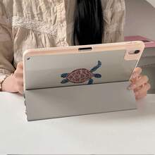 1pc Pink Striped Sun Print Tablet Protective Case With Pen Slot, Multi-Angle Magnetic Stand, Auto Sleep/Wake Support, Compatible With IPad PRO/AIR, Pad 5/6/7, MatePad - Multicolor - View 6