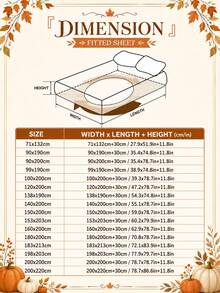 1pc Halloween & Thanksgiving Leaf Pumpkin Print Fitted Sheet, Quiet & Non-Slip, Machine Washable, Durable & Easy Care, All-Season Use, Fits All Bed Sizes, Home, Dorm, Apartment, Guest Room, Rental, Bedroom Decor & Holiday Gift - Multicolor - View 4