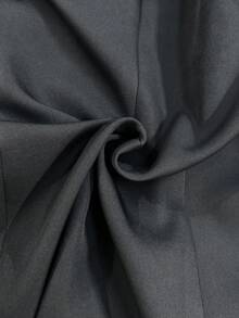 Women's Autumn/Winter Fashion Commute Lined Double-Breasted Padded Shoulder Loose Long Sleeve Blazer & Pleated Wide Leg Pants Set - Dark Grey - View 9