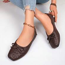 Women's Summer New Fashion Flat Shoes, Hollow-Out Buckle Design, Comfortable Wear, Suitable For Travel, …Vacation, Mother's Day,Ballet Flat - Brown - View 11