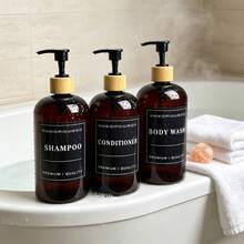3pcs Soap Dispenser Bottle 500ml, Refillable Shampoo Body Wash Conditioner Empty Press Pump Storage Container For Home Bathroom Hotel - Short, Rounded Shoulders - View 2