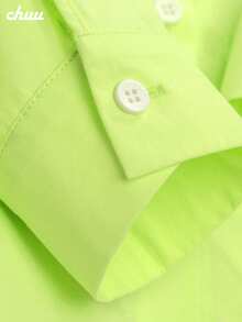 CHUU Drawstring Label Design Women's Autumn Fashion Casual Long Sleeve Shirt Jacket - Yellow - View 8