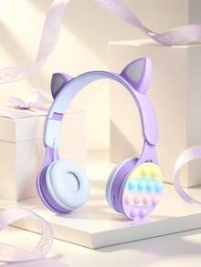 Gerripuer Over-Ear Wireless Headphones, Retractable Foldable Design, Gift For Women, Ideal For Online Lessons, Stress Relief, HiFi Stereo Bass, LED Light - Purple - View 13