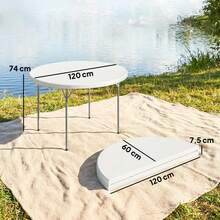 Camping Table, Foldable, PE, 120 X 120 X 74 Cm, For Camping, Picnics And Outdoor Use, White - White - View 3