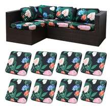 8 fundas de cojín para patio, fundas de cojín elásticas de repuesto, protectores de muebles lavables y reutilizables cama de flores - Multicolor - Ver 8