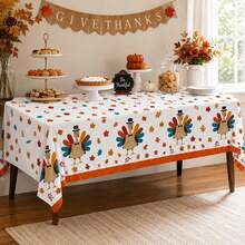 41pcs/Set Thanksgiving Tablecloth And Paper Napkin Set, Turkey Maple Leaf Tablecloth Napkins, Autumn Harvest Party Dinner Decoration Supplies - Multicolor - View 2