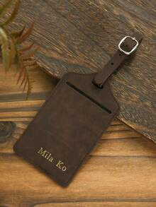 1pc Customized Embossed Name Luggage Tag, Suitable For Suitcase, Customized Gold Letter Combination Textured Suede Luggage Tag With Privacy Name Card, Personalized Travel Bag Backpack Label, Wedding Place Card, Gift Tag, Travel Accessories, Handmade, Fashionable Travel Gift, Bridesmaid Gift, Gift For Friends, Travel Essential - Multicolor - View 21