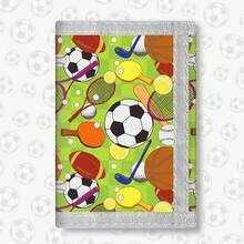 Sports Wallet, Football Basketball Badminton Combination Pattern Style, Ultra-Thin Tri-Fold Wallet, Coin Purse With ID Holder And Zipper Pocket, Ideal Gift Choice, Back To School, Birthday Gift - Multicolor - View 1