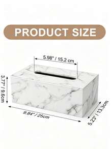 White Marble Pattern Tissue Box Holder, PU Leather With White Stitching, Bathroom Storage, Bathroom Decor, Autumn Decor, Back To School, New Home, Living Room, Kitchen, Napkin Holder - White Marble - View 2