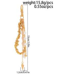 1Pc Luxury Alloy Heart Pendant Keychain Elegant Multi-Layer Tassel Pearl Decor Bag Charm Premium Ornament Gift For Daily Accessory Decoration - Multicolor - View 4