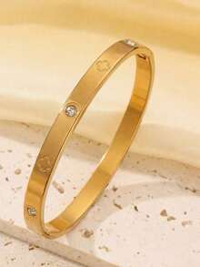 5pcs/Set Personalized Multi-Color Stainless Steel Bracelet Set, Unique Design, Fashionable , Multi-Element Design, Exquisite Ideal Gift, Never Fade Jewelry, Versatile Style, Suitable For Vacation, Holiday, Party Wear - Gold - View 10
