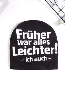 1pc Unisex Street Style Jacquard Knit Beanie Hat, Versatile Pullover Cap, Hip Hop Outdoor Skiing Knit Cold Weather Hat, Sports Cycling Camping Warm Windproof Woolen Hat - Stylish Knit Beanie - View 11