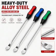 14.6 Inch/37cm Tire Pry Bar Tool Set, 3pcs Extended Steel Tire Pry Bars With 7pcs Wheel Rim Protector Covers, Non-Slip Handle Tire Removal And Installation Tool, Suitable For Cars, Motorcycles, Off-Road Motorcycles, ATVs And Lawn Mowers - A - View 9