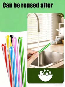 20pcs Colorful Plastic Straws With Cleaning Brush, Reusable Hard Straws For Milk Tea, Juice, Coffee And Cocktails, Suitable For Stores, Restaurants, Cafes And Home Parties - Multicolor - View 5
