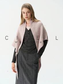 1pc Solid Color Fashion Elegant Lady Style Versatile Wool Knitted Triangle Scarf Shawl For Autumn/Winter Daily Wear - Flower Coffee - View 8
