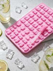 Large Capacity 60-Cavity Mini Animal Pink Silicone Chocolate Mold, Easy Release High Temperature Resistant Cartoon Animal Gummy Mold, Multi-Cavity Bear Lion Silicone Baking Mold Suitable For Homemade Candy, Pudding, Handmade Scented Candles, Home Baking Essential - Multicolor - View 4