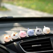 6pcs Random Creative Cute Bun Cat Car Dashboard Desktop Ornament DIY Car Interior Office Desk Computer Screen Decoration Accessories - Kitten - View 8