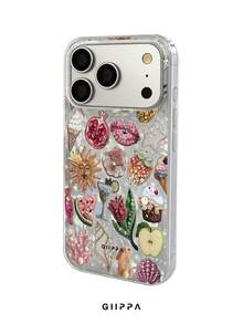 GIIPPA 1件水果與花卉混搭圖案設計手機殼，適用於Phone 17 Pro Max，相容於Phone 16 Pro Max、15 Pro Max、14 Pro Max、11/12/13/14/15/16 Pro Max Plus，韓系高級時尚趣味優雅設計，男女通用，送女友的完美聖誕節、情人節、復活節、婚禮季及生日禮物！ - 彩色 - 查看 2