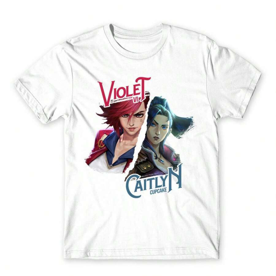 Zwei süße Kleine Mädchen Cartoon-Charaktere, handgezeichnet in einem sanften und heilenden Stil, Sommer T-Shirt für Männer und Frauen Festival Outfit Damen - Weiss - Übersicht 1