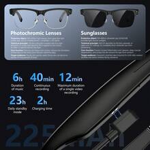 BLACKVIEW BV200 AI 智慧眼鏡，搭載 8MP 鏡頭、1200P 影片與 HD 照片、藍牙音訊、AI 語音助手、即時翻譯、物體識別、降噪通話、音樂 - 查看 8