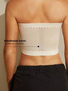 1件女款胸部壓縮背心 可調節無縫拉鍊束胸上衣 胸部束縛內衣 Les Breast Binder - 杏色 - 查看 5
