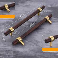 1/4 Pack Premium Brass & Walnut Drawer Pulls, Unique Wood + Metal Design, Modern Minimalist Style, Exquisite Details, Suitable For Drawers, Cabinet Doors, Wine Cabinets, Storage Cabinets, Wardrobes - Multi-color - View 1