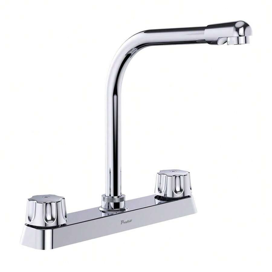 8" Kitchen Faucet With Cobra Neck And Hexagonal Handles, Primo Essential, IUSA - Silver - View 1
