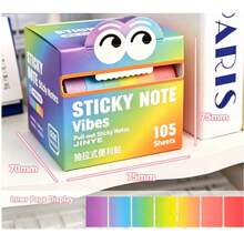 105 Sheets Pearl Texture Self-Adhesive Sticky Notes, Cute Monster Pattern Transparent Sticky Note Roll, Fun Rainbow Cartoon Memo Pad, Tear-Off Writable Pages, Creative Practical Gift For Teachers And Students Back To School Season, Suitable For School Classroom Office Desk Organization, Suitable For Color Coding Replacement, Multi-Function Planner Marker Memo Stickers - A - View 12